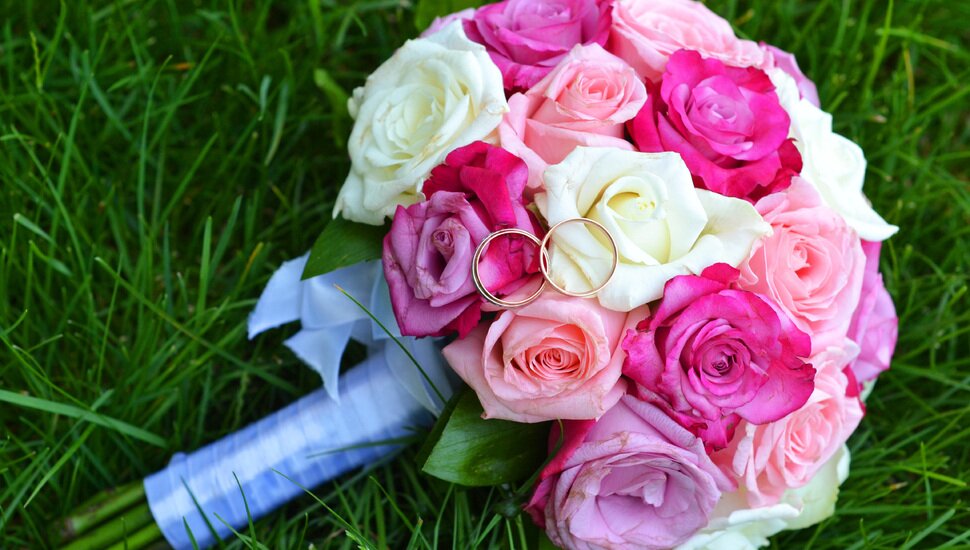 wedding, rose, bouquet, ring, grass, wedding desktop background