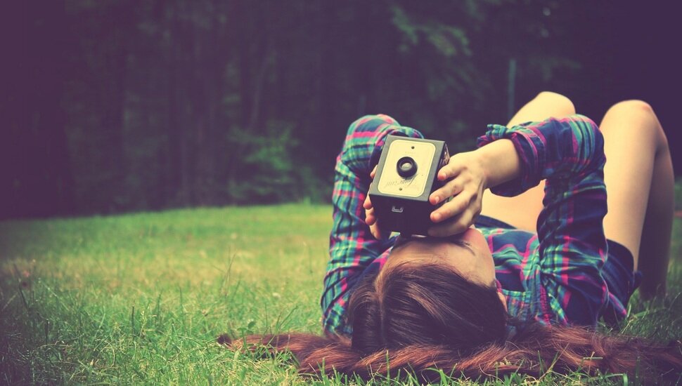the camera, girl, binoculars, brunette, mood desktop background