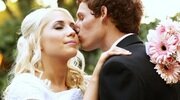 the groom, bouquet, the bride, blonde, kiss wallpapers
