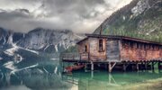 reflection, lake braies, boat, mountains, lake wallpapers
